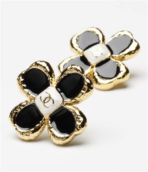 Stud Earrings Metal, Lace & Resin Gold & Black .